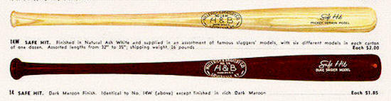 1954 H&B Safe Hit Baseball bat