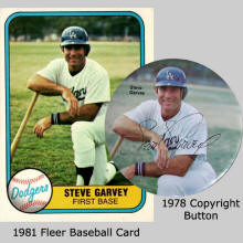 1981 Fleer Baseball Card 1978 Sports Photo Assoc. Button