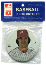 Sports Photo Assoc. Pete Rose Photo Button in package