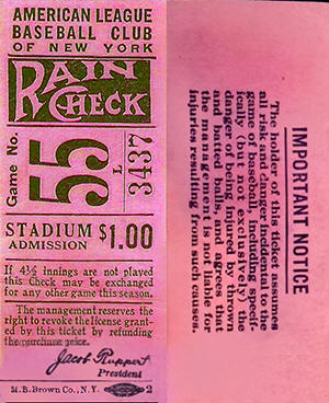 1932 Yankees Stadiun Admission Ticket Stub
