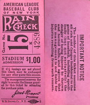 1931 Yankees Stadium Ticket Stub