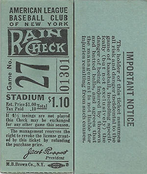 1930-1939 Stadium Rain Check Dating Guide